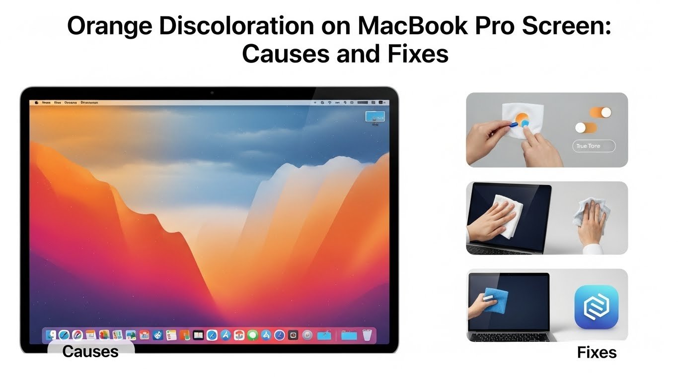 Orange discoloration on macbook pro screen
